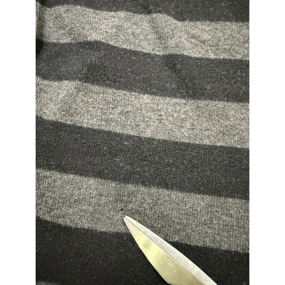 Express‎ Lambswool Striped V-Neck Sweater Grey Academia Preppy Office Grunge M